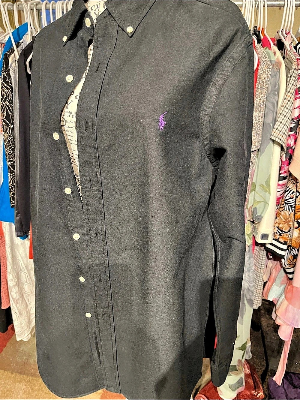 Ralph Lauren Cotton Oxford Button-Down Shirt Black Large